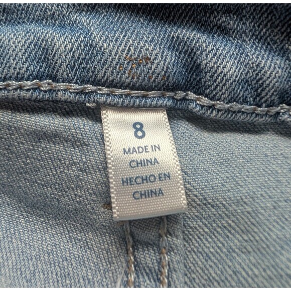 Seven7  Light Blue Denim Shorts Size 8 Stretch Distressed Cut Off 5" Inseam - Picture 6 of 10